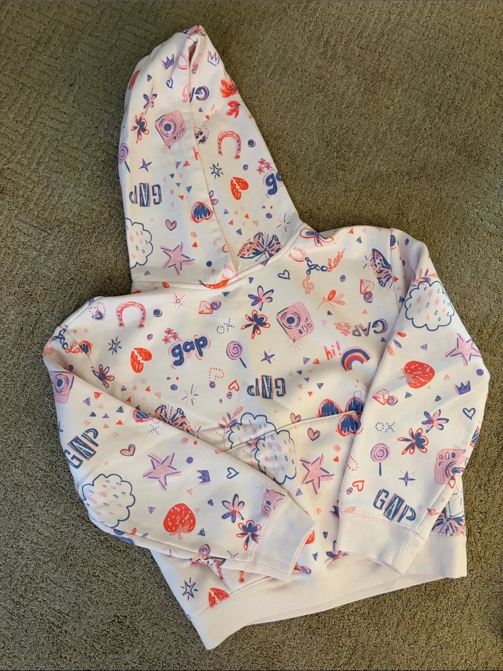 GAP Girls Hoodie & Jogger Set with Pink & Blue Prints